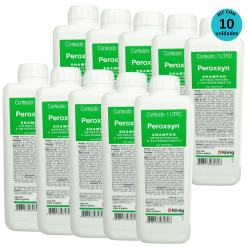 Kit 10 Shampoo Antibacteriano E Antisseborreico Peroxsyn König 1 Litro - König Kit 10 Shampoo Antibacteriano E Antisseborreico Peroxsyn König 1 Litro - König
